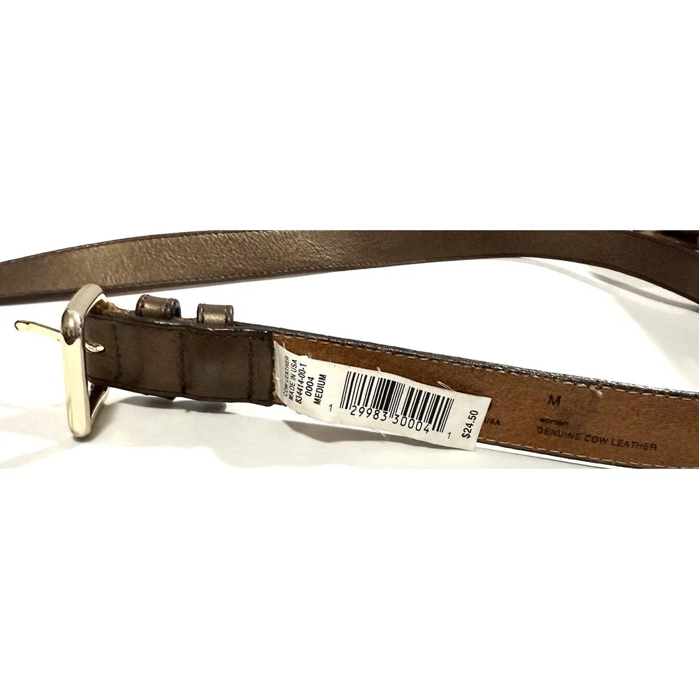 GAP Belt Womens Medium Genuine Cow Leather Brown Golden Grommets Made In USA